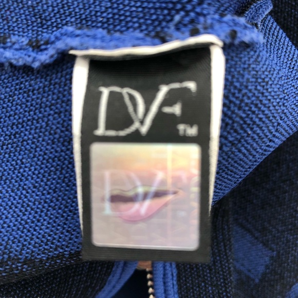 Diane Von Furstenberg Blue Black Franca Sleeveless Bodycon Dress S EUC - Picture 7 of 9